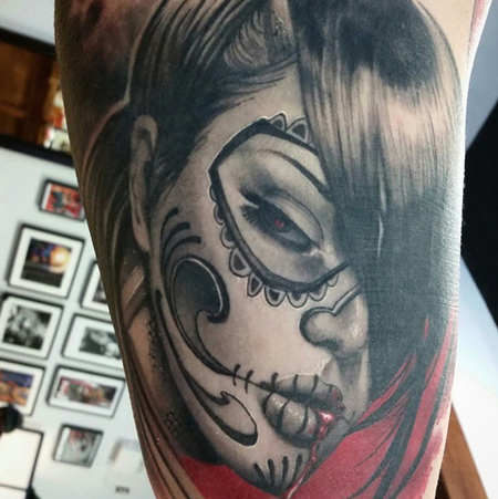 Tattoos - Day of the Dead Sugar Skull Girl - 100278